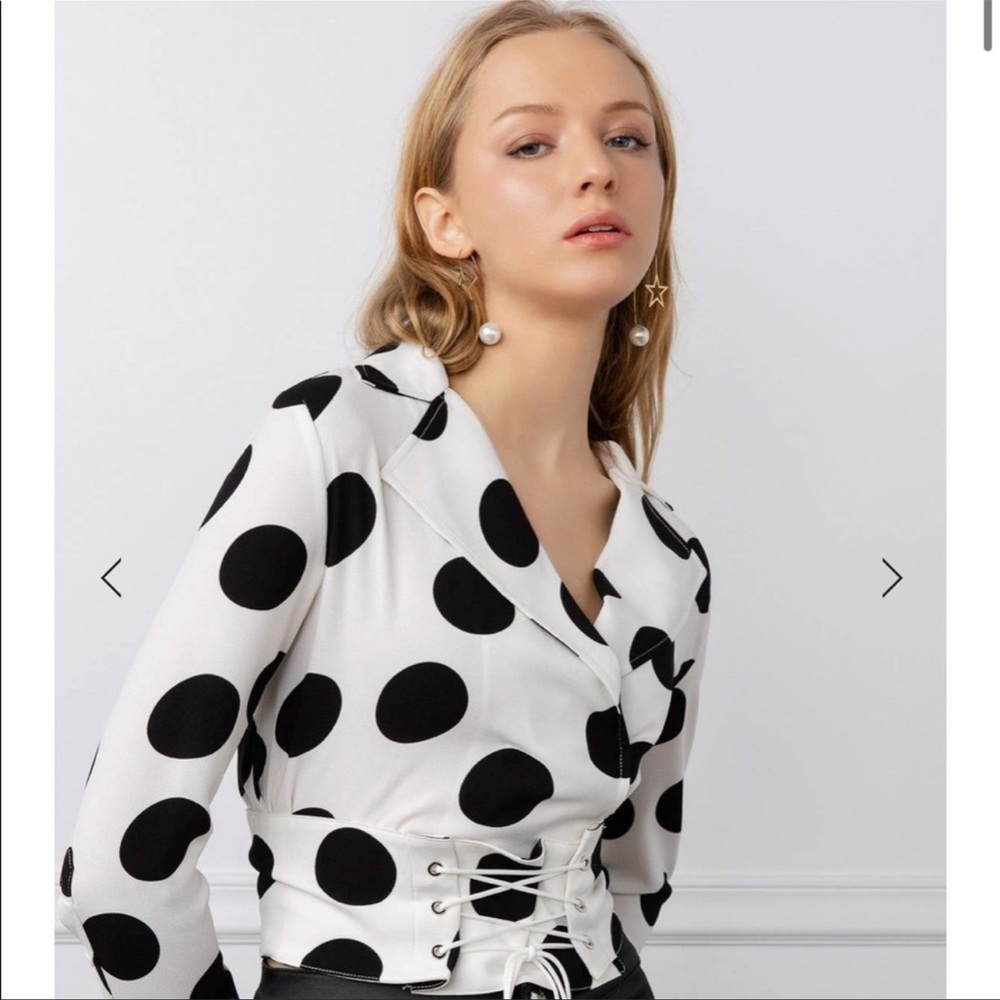 J.ing top black white corset polka dot top XS